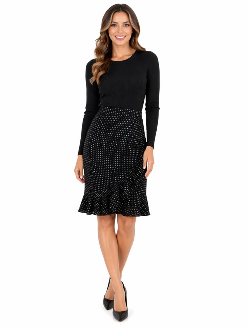 Vintage Harold's Silk Polka Dot Midi Skirt Women's 10 Coquette Retro Boho